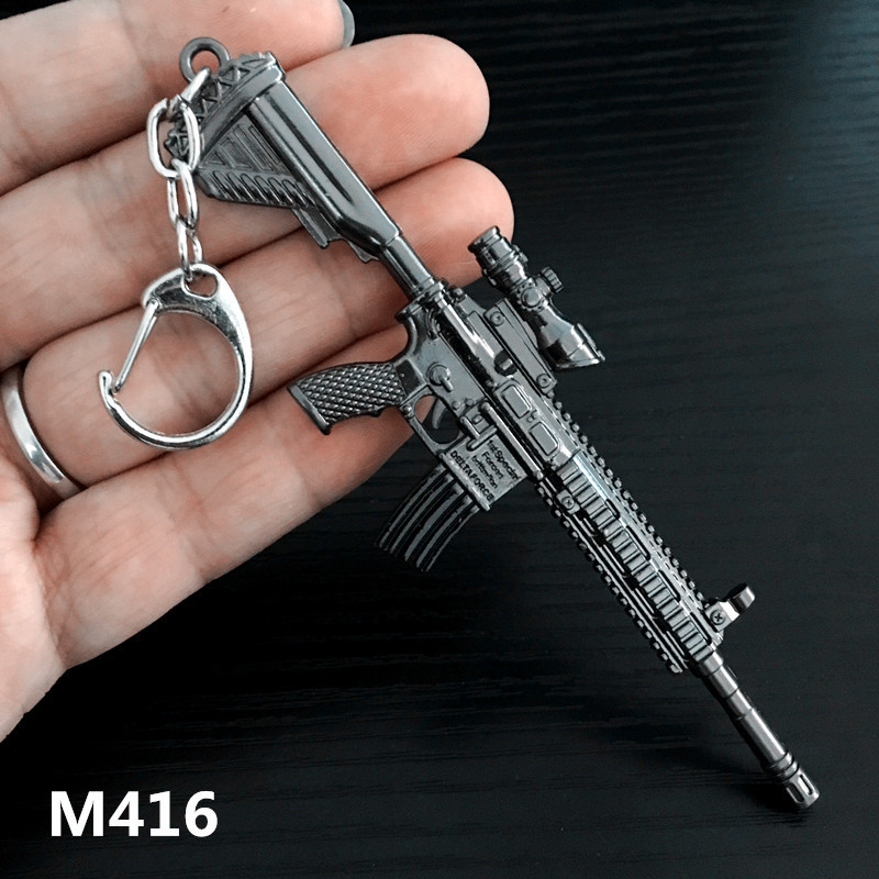 吃鸡周边M416迷你步枪合金属AKM玩具挂件钥匙扣汤姆逊UMP9冲锋枪
