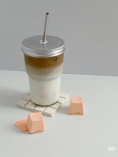 奶茶杯可循环使用玻璃杨枝甘露瓶500毫升梅森竹节杯吸管玻璃水杯