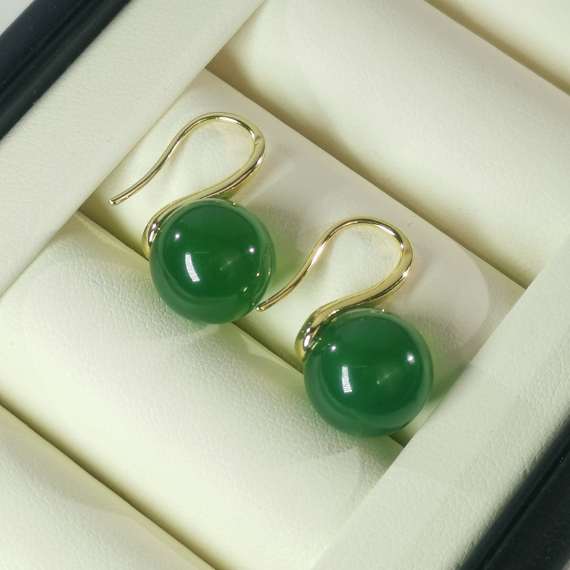 新中式天然绿玉髓耳环