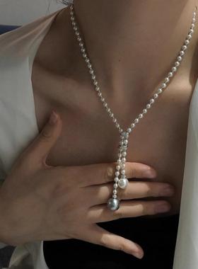 施家珍珠高级感项链毛衣链