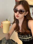 CDLM陈大刘芒 不压鼻梁猫眼墨镜防紫外线显脸小太阳镜 可甜可辣