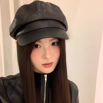 CDLM陈大刘芒【升级pu软皮】 复古英伦皮面八角帽方圆脸画家帽