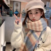 CDLM陈大刘芒 冬日冰淇淋 甜妹渐变拼色马海毛围巾加厚保暖围脖