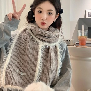 CDLM陈大刘芒 软萌小猫~含羊毛拼色针织围巾不扎人出片保暖围脖