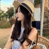 加宽汗带 CDLM陈大刘芒 轻薄编织 复古平顶草帽海边度假优雅