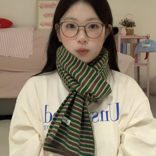 CDLM陈大刘芒 条纹仿羊绒针织围巾新款冬季保暖百搭护颈情侣围脖