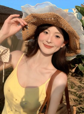 CDLM陈大刘芒【轻薄编织】透气不闷法式蕾丝草帽海边遮阳帽