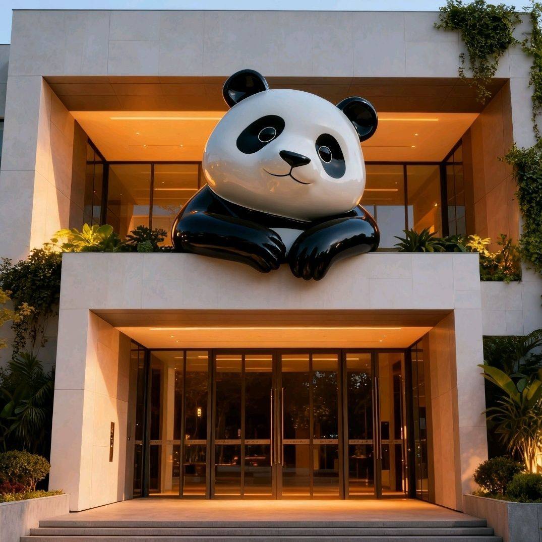 户外熊猫雕塑摆件定制卡通店铺门头网红爬墙玻璃钢商场打卡装饰,商业/办公家具,雕塑,淘宝优惠券,粉丝福利购,淘宝优惠卷