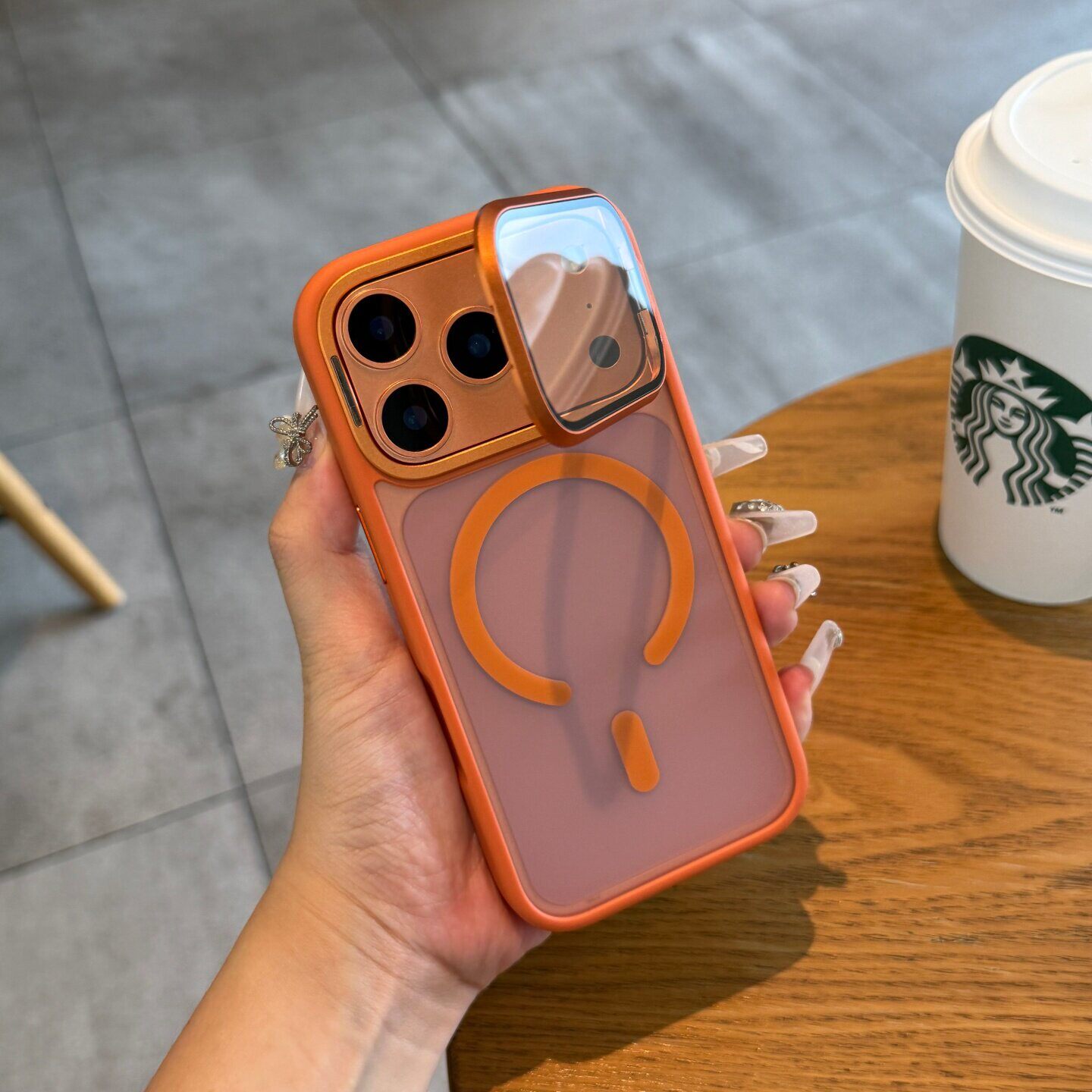 全包钢化玻璃镜头膜磁吸橙色适用iPhone17promax苹果16手机壳新款15镜头支架14肤感半透明13高级感防摔保护套