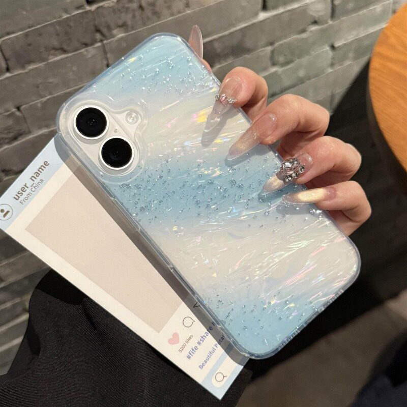 星空贝壳纹闪粉适用于iPhone17手机壳新款苹果17promax透明16plus亚克力全包15少女14高级感13拼色12防摔女