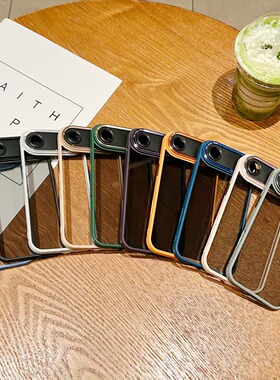 精孔镜头适用苹果17Air手机壳17promax五金镜框磨砂软边框iPhone16pro简约iPhone15promax硬壳14pm防摔13/12