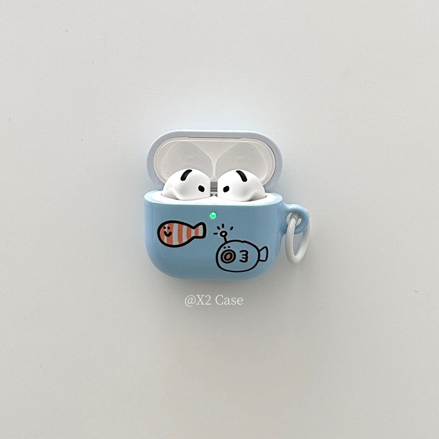 X2 Case时髦小众简笔画小鱼适用airpods4苹果耳机保护壳airpodspro 2代无线蓝牙耳机套airpods3新款2菲林硬套