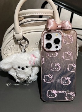 苹果手机壳新款羽纱hellokitty蝴蝶结适用苹果15promax手机壳14卡通女款15pro少女心13可爱女生软边12pro防摔