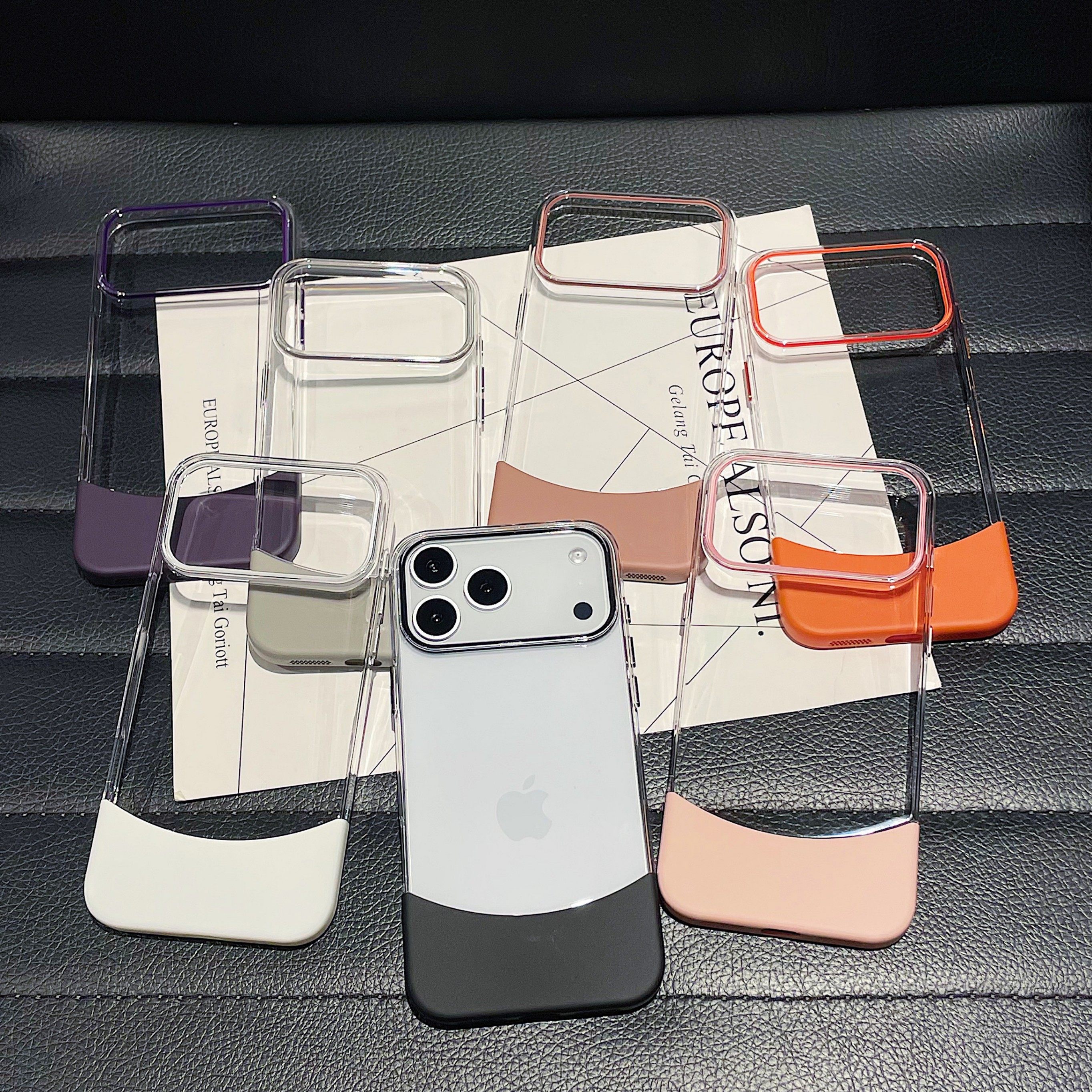 时尚拼色透明适用苹果17pro手机壳超薄iPhone17promax新款Air全包防摔iPhoneair肤感i17专用轻薄硬壳撞色外壳