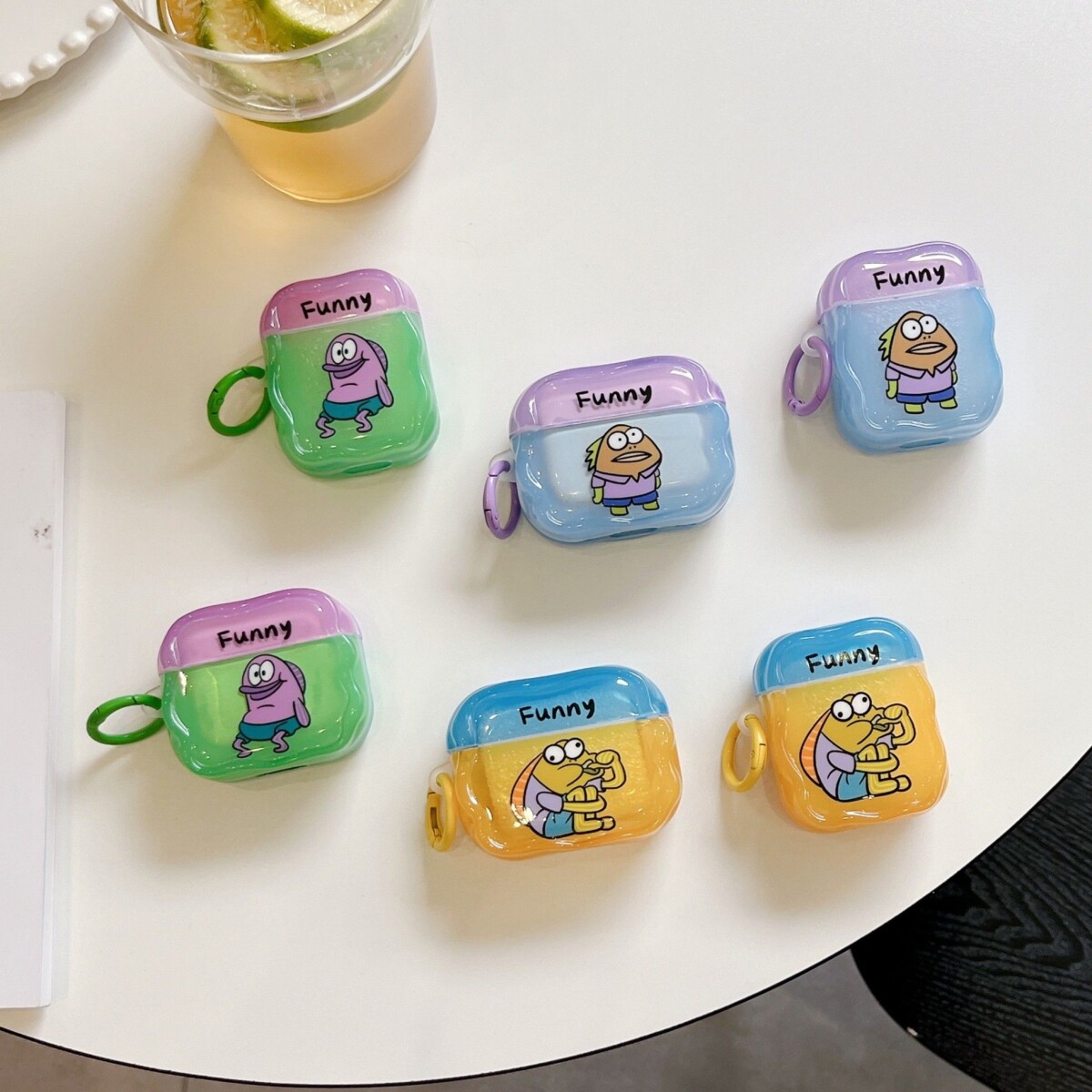 海绵宝宝比奇堡居民路人鱼苹果耳机壳新款适用Airpods4代耳机保护壳Airpods1/2pro蓝牙耳机套Airpods3搞笑