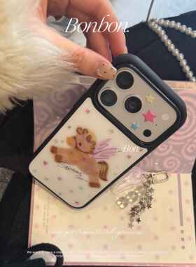 Bonbon 星愿小马～新年天使小马黑框磨砂全包大孔手机壳～适用于苹果17promax/16p15pro手机壳iphone14