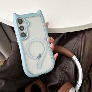 Samsung手机壳RB高版本猫耳朵新款透明适用S24/S24PLUS防摔手机套韩式三星S23/S23PLUS纯色创意S25可爱保护套