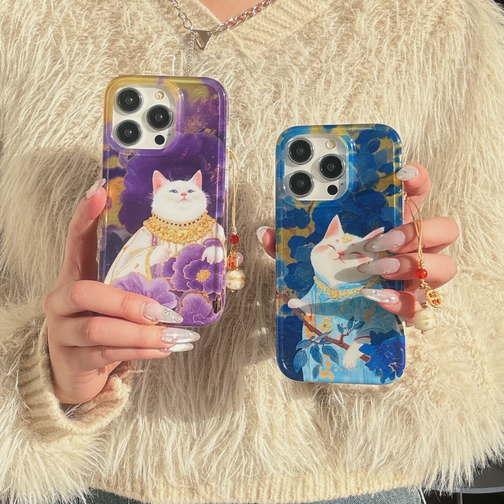 苹果手机壳国风中式富贵猫咪全包适用iPhone16promax苹果15pro手机壳14保护套13男女小众高级感情侣防摔外壳