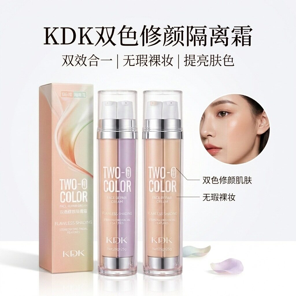 莱雅遐KDK双色隔离霜+BB霜 持久遮瑕不卡粉妆前打底霜 提亮肤色粉