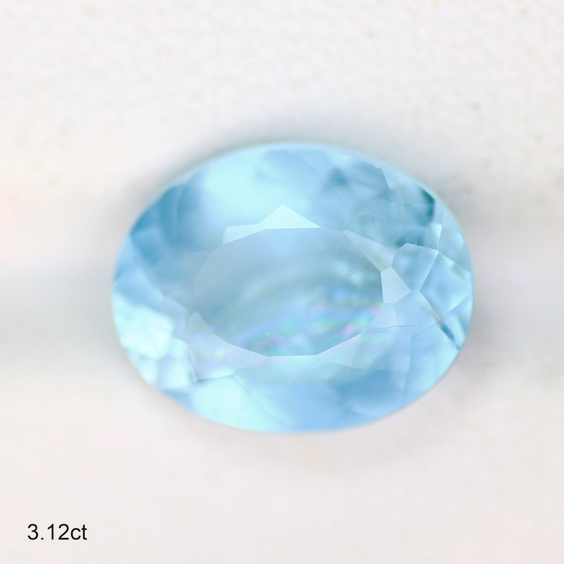 天然海蓝宝石 海蓝宝裸石戒面 珠宝镶嵌 超美天蓝色磨砂质感3ct