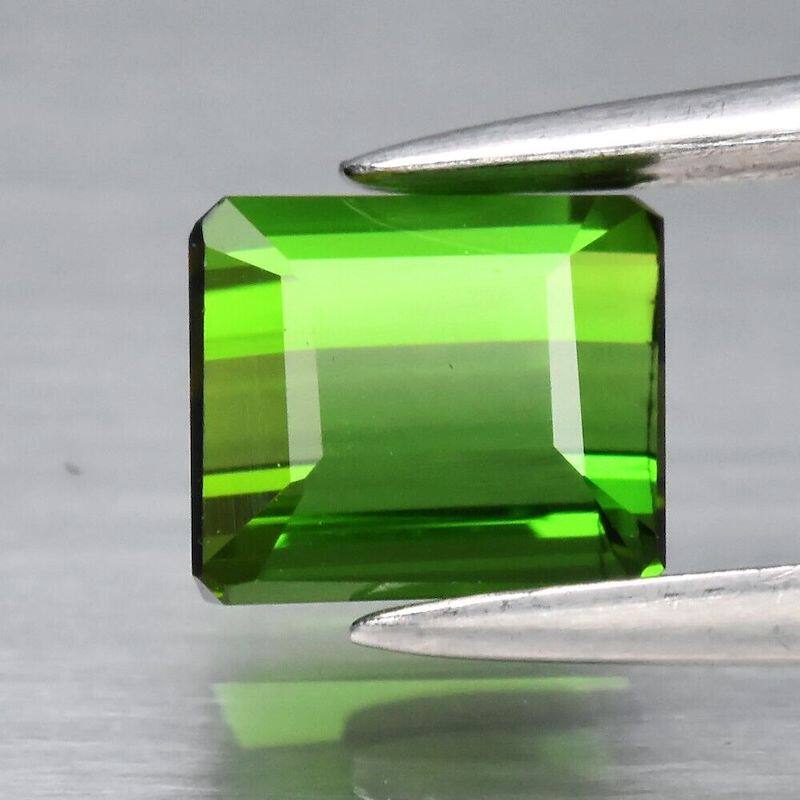 0.81ct 5*4.6mm 天然碧玺电光绿 镶嵌戒指 裸石宝石戒面 长方形