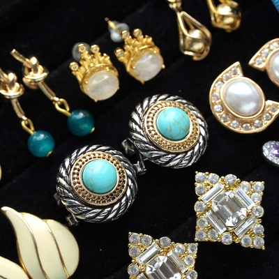 Vintage中古镀金耳钉合集