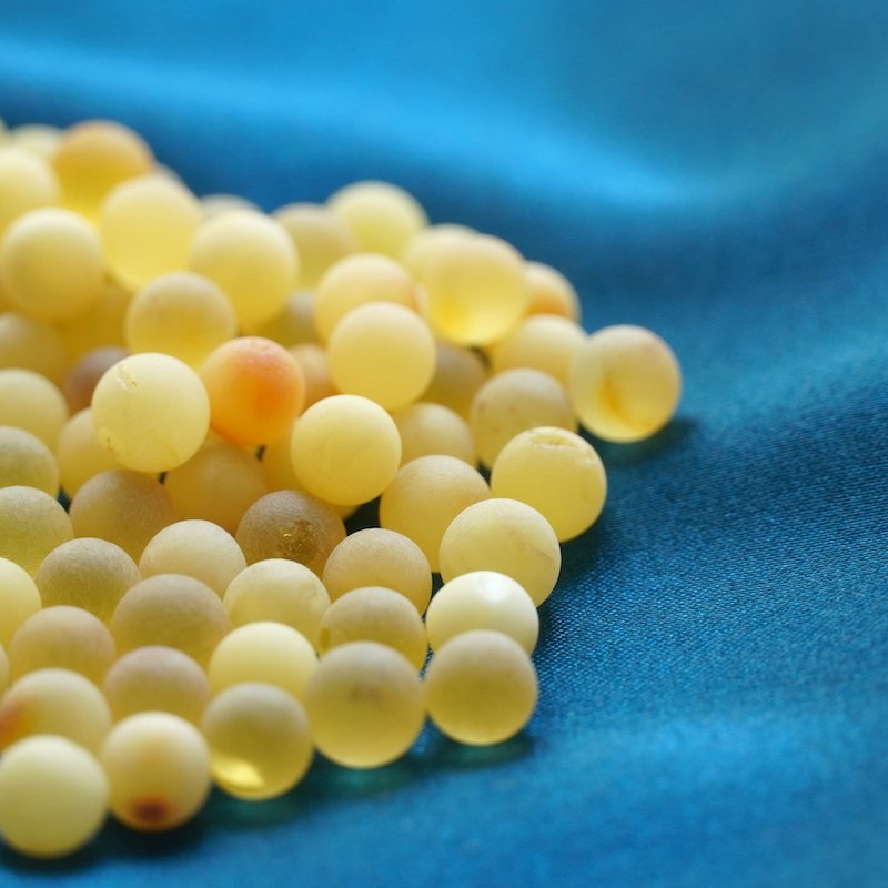 波兰进口 天然琥珀蜜蜡珠子6-7mm 磨砂无孔珠 镶嵌未磨光珠宝配件