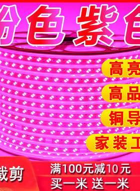 典锐紫色灯带LED三色紫光七彩粉红色灯带变色光吊顶家用220v 超亮