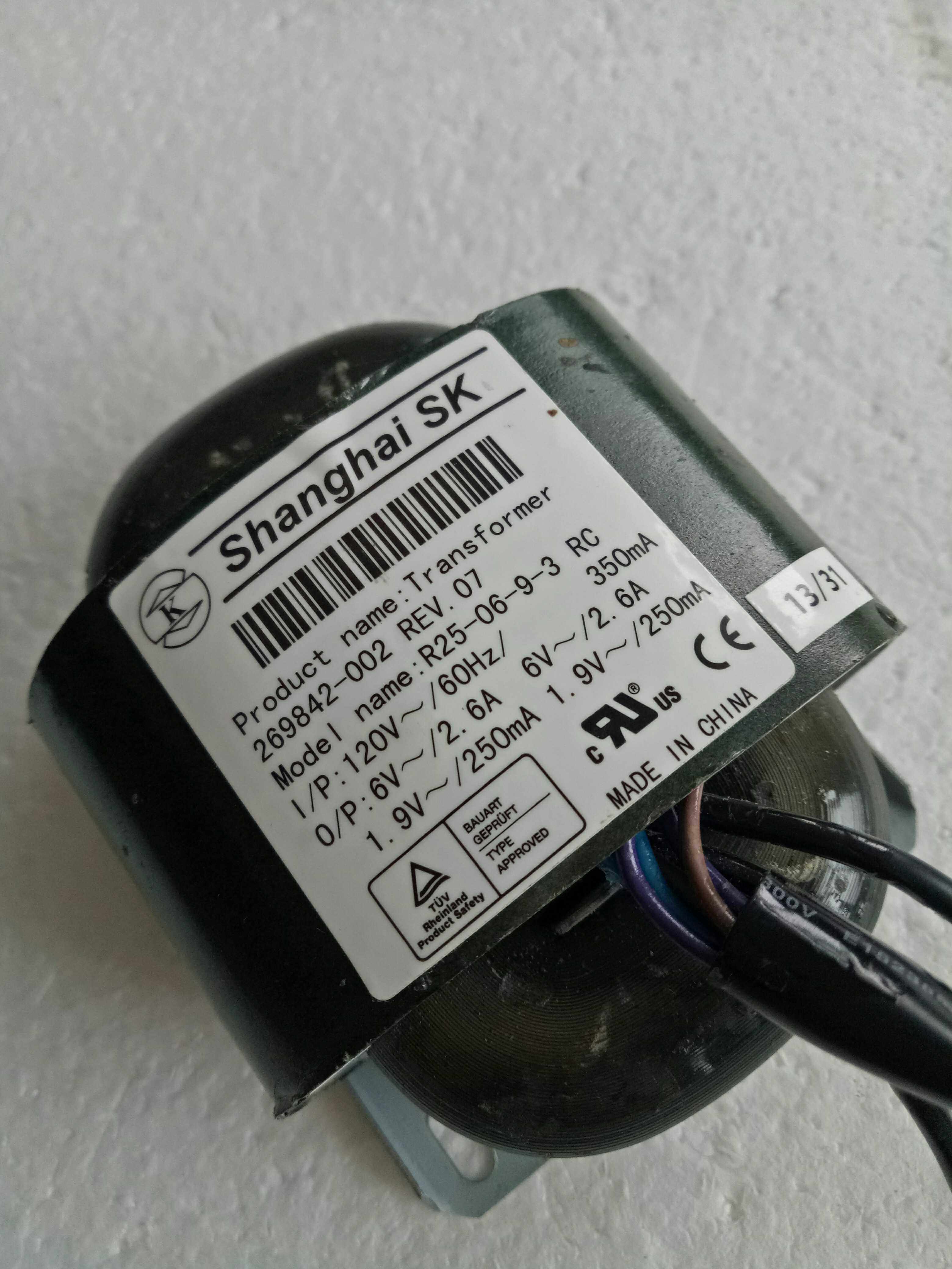 博士音响变压器R25-06-9-3变压器双6V2.6A 双1.9V0.25A 可改220V