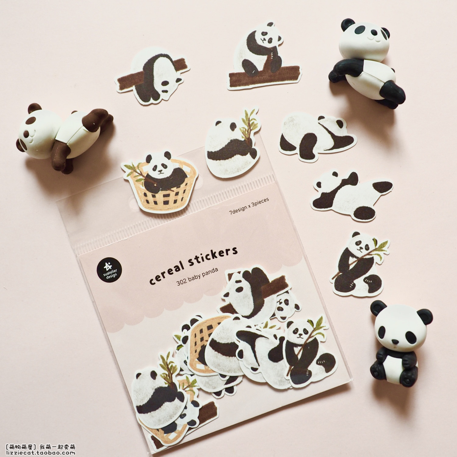 韩国suatelier 熊猫胖达 diy手帐日记相册装饰贴纸画记21枚,文具电教/文化用品/商务用品,贴纸/立体贴纸,淘宝优惠券,粉丝福利购,淘宝优惠卷