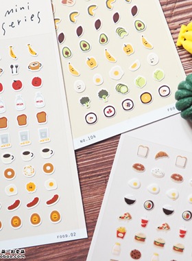 韩国sonia 早餐汉堡牛奶煎蛋拉面食物西餐迷你手账diy装饰贴纸画