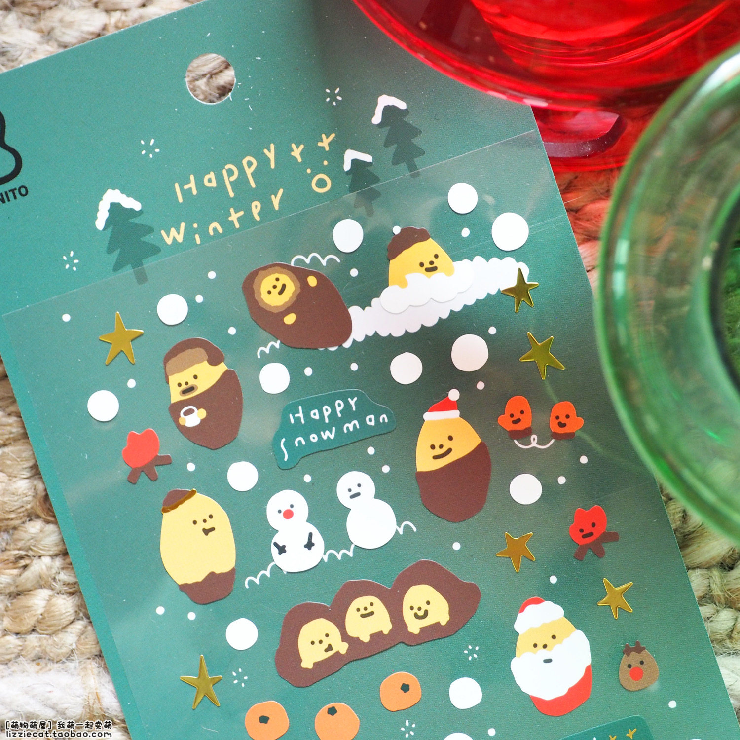 韩国bonito 冬日圣诞老人下雪雪花可爱烫金手帐日记装饰diy贴纸画