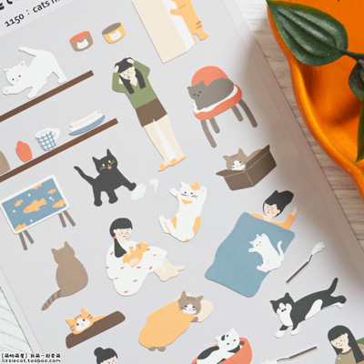 韩国suatelier猫奴手帐贴纸画