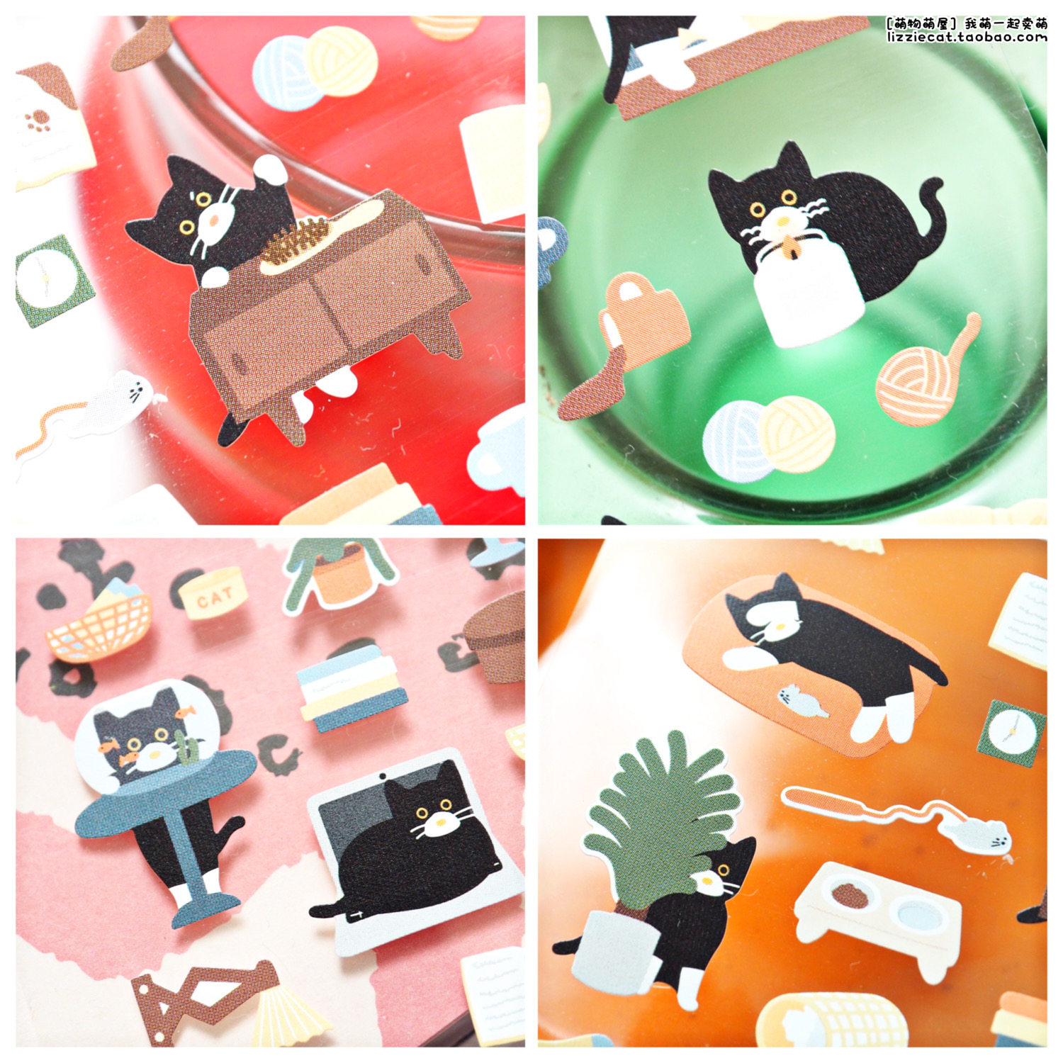 韩国suatelier 可爱捣蛋淘气猫咪搞笑行为 diy手帐日记装饰贴纸画