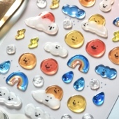 水晶滴胶立体装 Bonito 天气表情云朵太阳彩虹雨 饰diy贴纸画防水