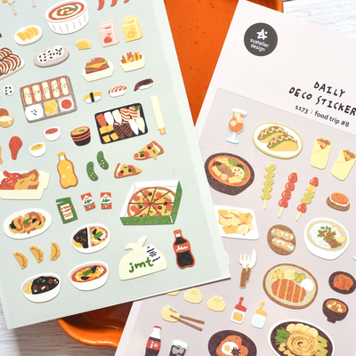 韩国suatelier快餐美食贴纸画