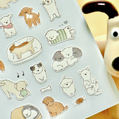 手帐装 Suatelier 毛茸茸小狗泰迪比熊呆萌 饰diy贴纸画学生儿童