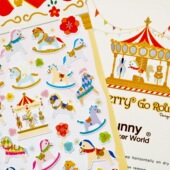 韩国Funny 烫金旋转木马童话可爱浪漫DIY手帐日记相册装 饰贴纸画