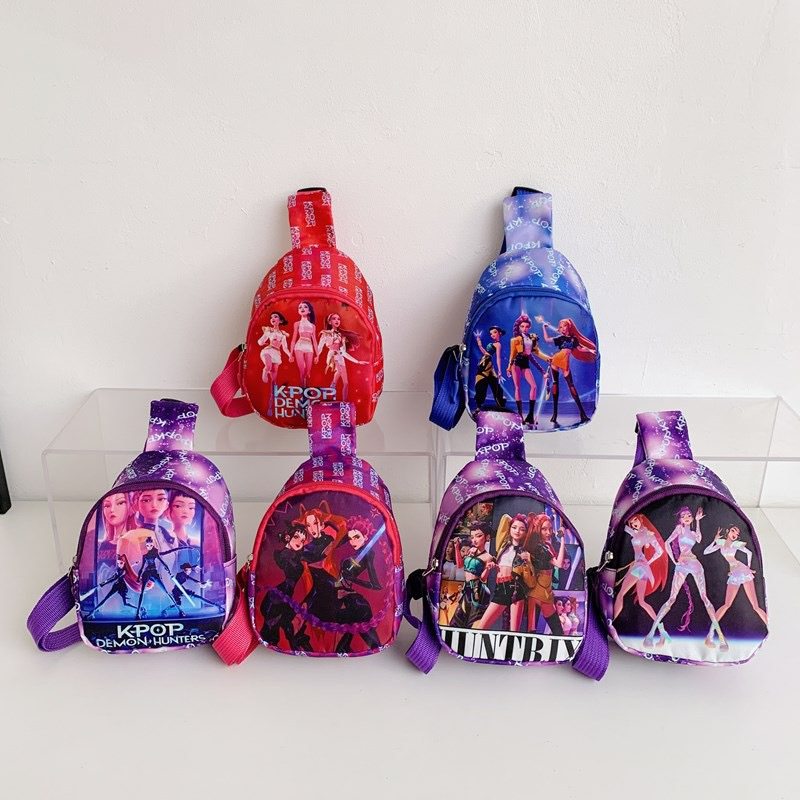 韩版猎魔女团儿童包包卡通潮酷kpop小女孩单肩胸包新款迷你斜挎包