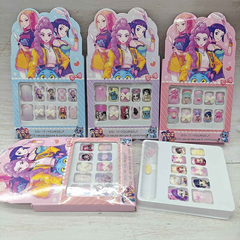 跨境爆款hunters猎魔女团精品美甲指甲贴少女心儿童女孩穿戴贴片
