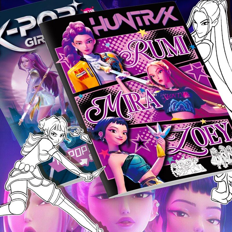 猎魔女团图画本kpop动漫周边图画本周边填色本线稿儿童画册涂色绘