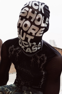 ROCKSTAGIRLS 黑白双色满印印花网纱头套面罩 2022AW