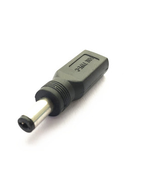 DC5521公黑色音叉 TYPE-C母转DC5521公转接头 手机充电延长转接头