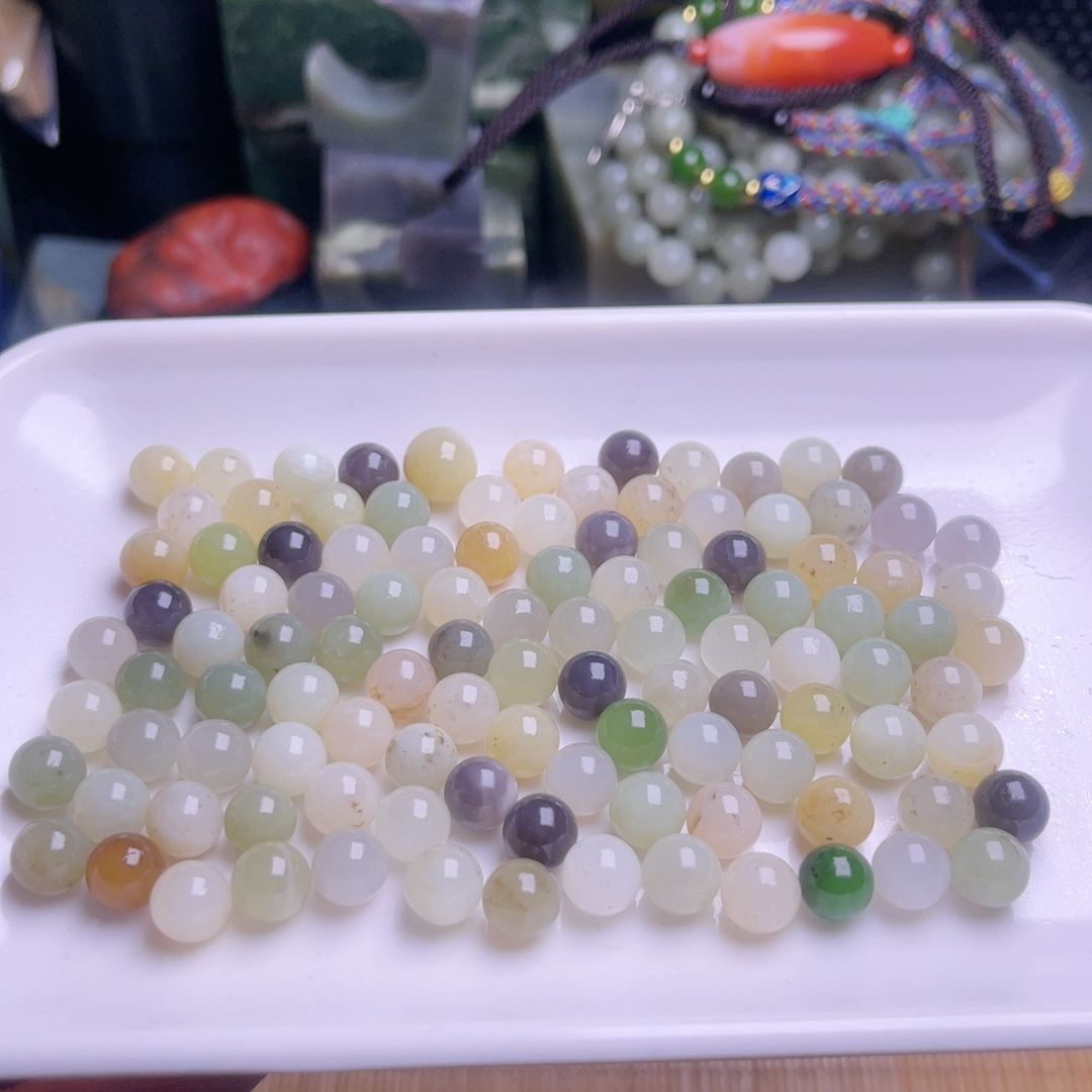 110颗多宝和田玉珠子卡8
