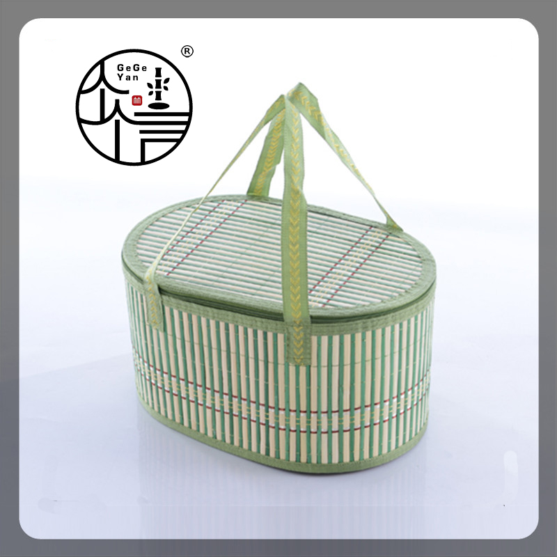 腌腊熟食竹编篮子包装粽子竹制品精制美观礼品篮土特产椭圆竹篮