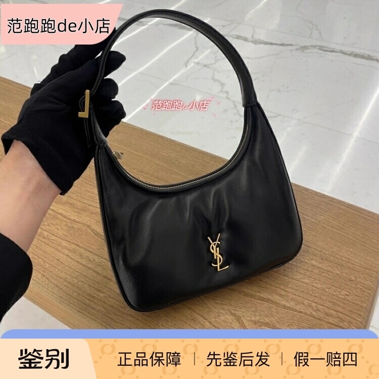 YSL/圣罗兰女包 新款Calypso黑金Hobo半月腋下包小羊皮手提单肩包