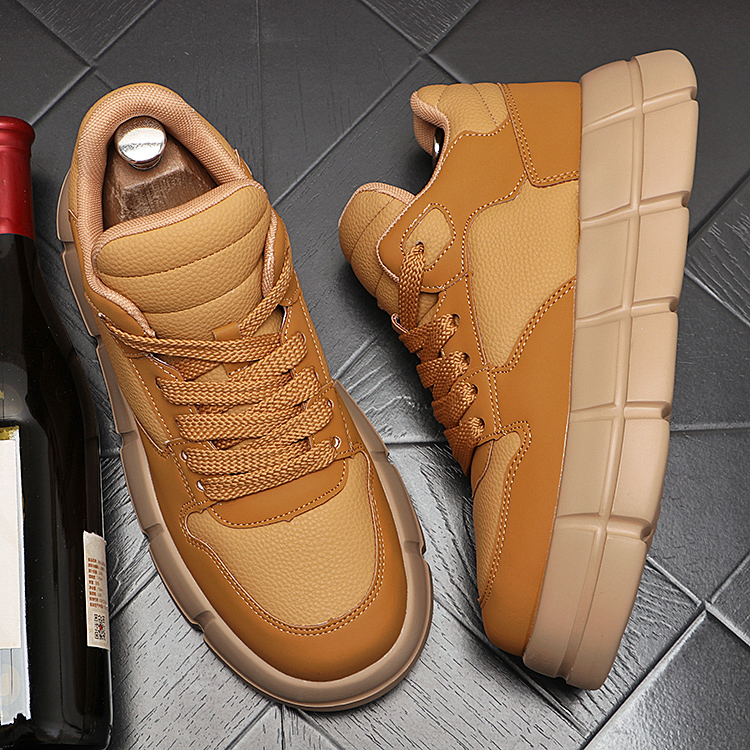 厚底个性男士百搭休闲鞋舒适时尚增高工装鞋拼色简约复古中帮男鞋