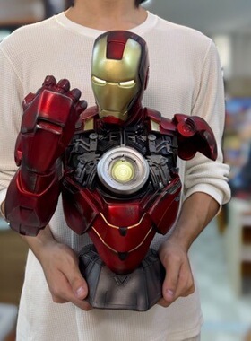 钢铁侠发光版MK6手办复仇者联盟4桌面摆件背景墙装饰雕像