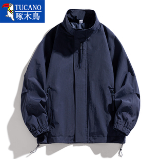 啄木鸟青少年立领外套男孩子春秋款帅气宽松初中高中学生防风夹克