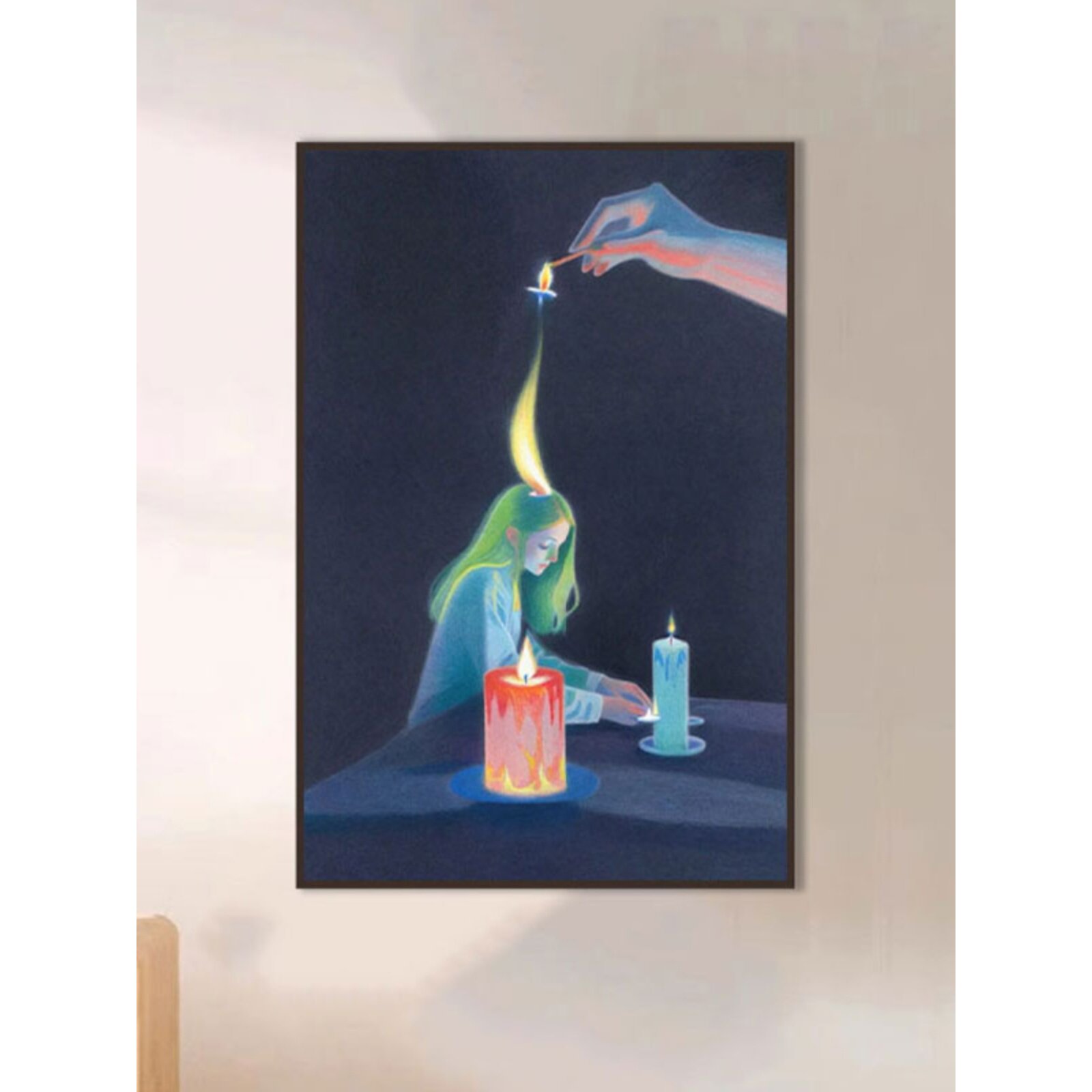 《孤独》简约抽象侘寂风玄关喷绘装饰画小众艺术客厅创意摆件挂画